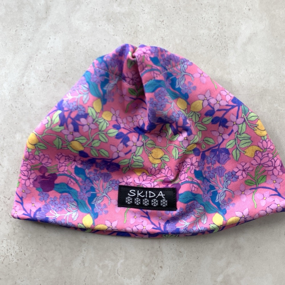 Skida Kids Hat Cosmo Beanie Pink Purple Floral Fleece Lined Girls Boys